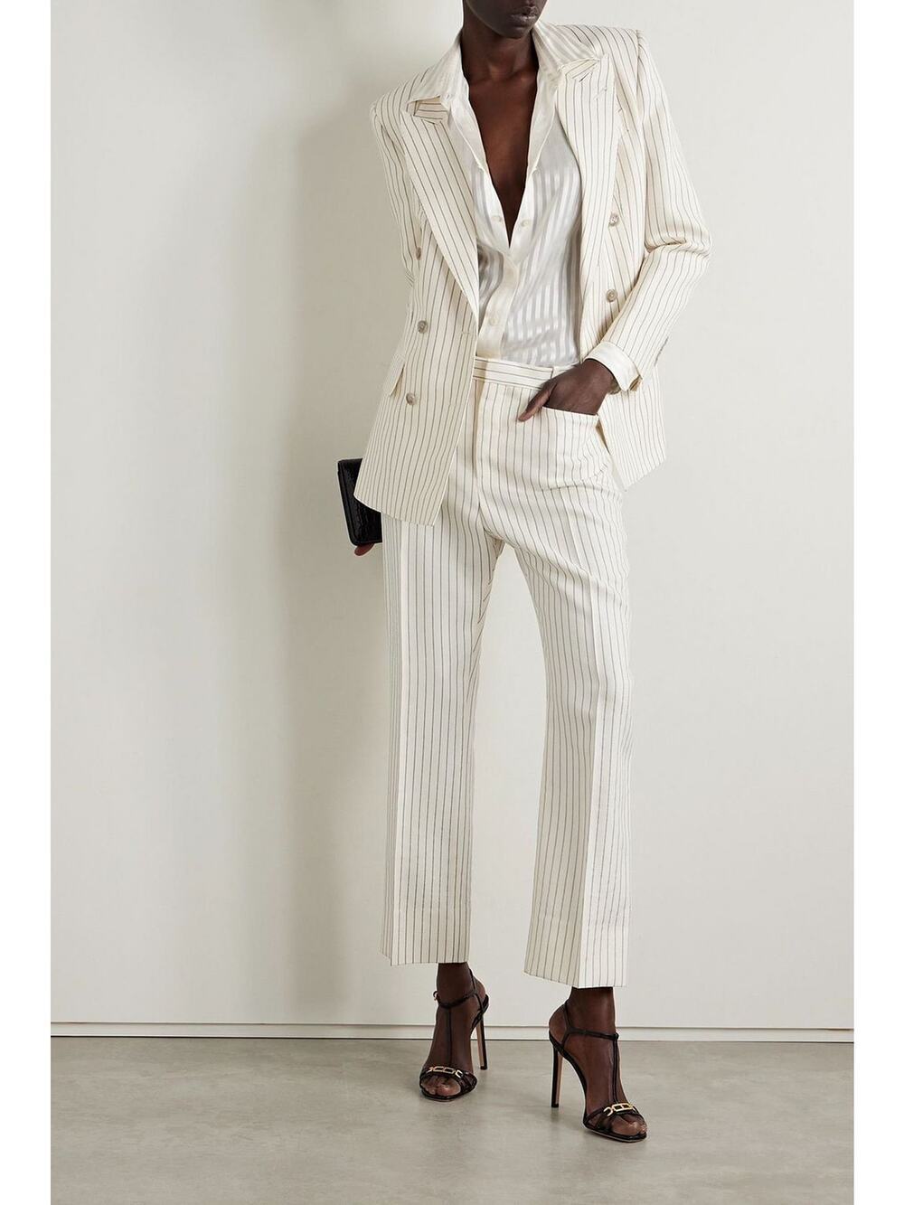 New Authentic Tom Ford Pinstriped Twill Straight Leg Pants Size IT 44 / US 8